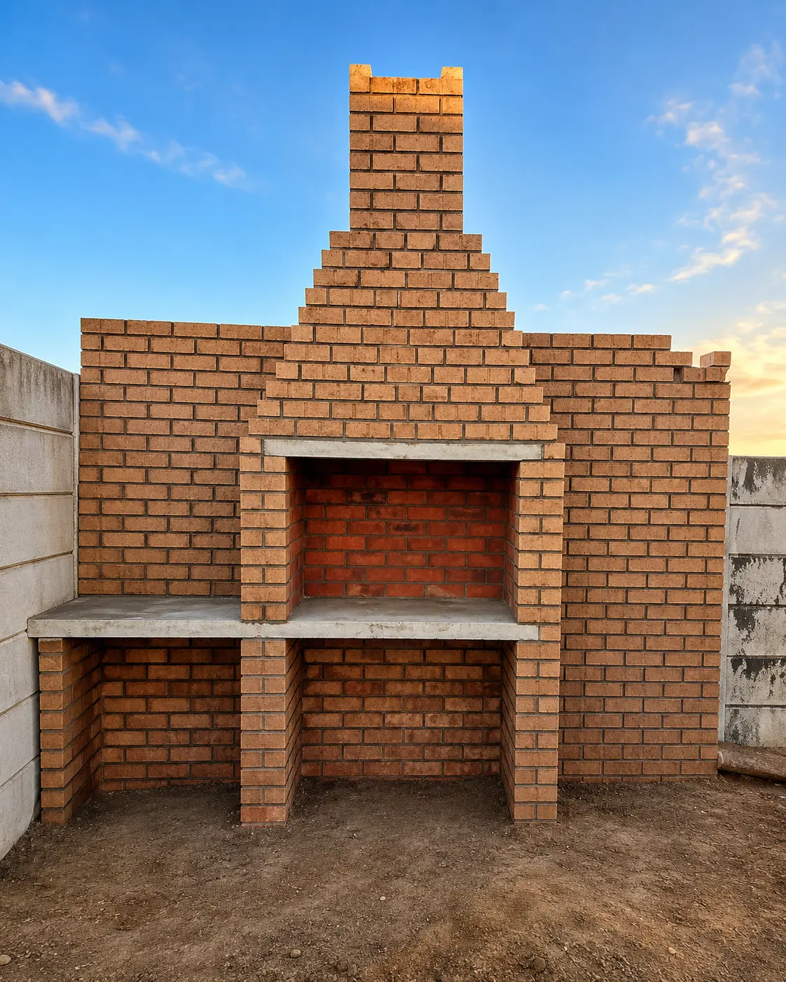 Custom face-brick braai and chimney build