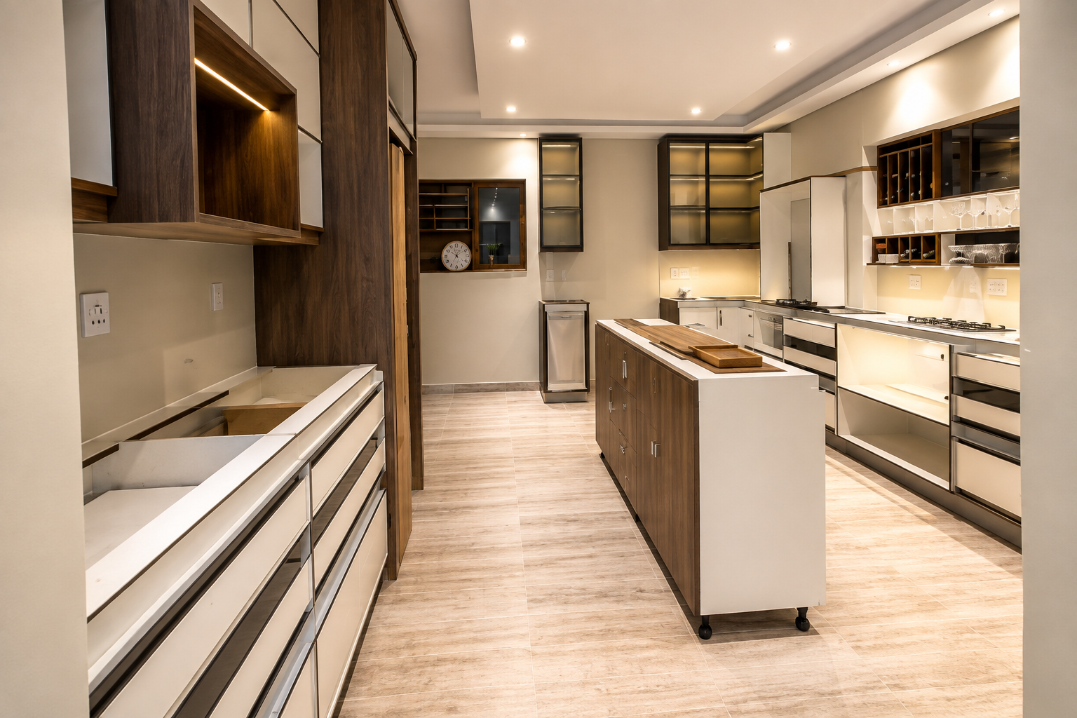 Modern fitted kitchen with island and custom cabinetry